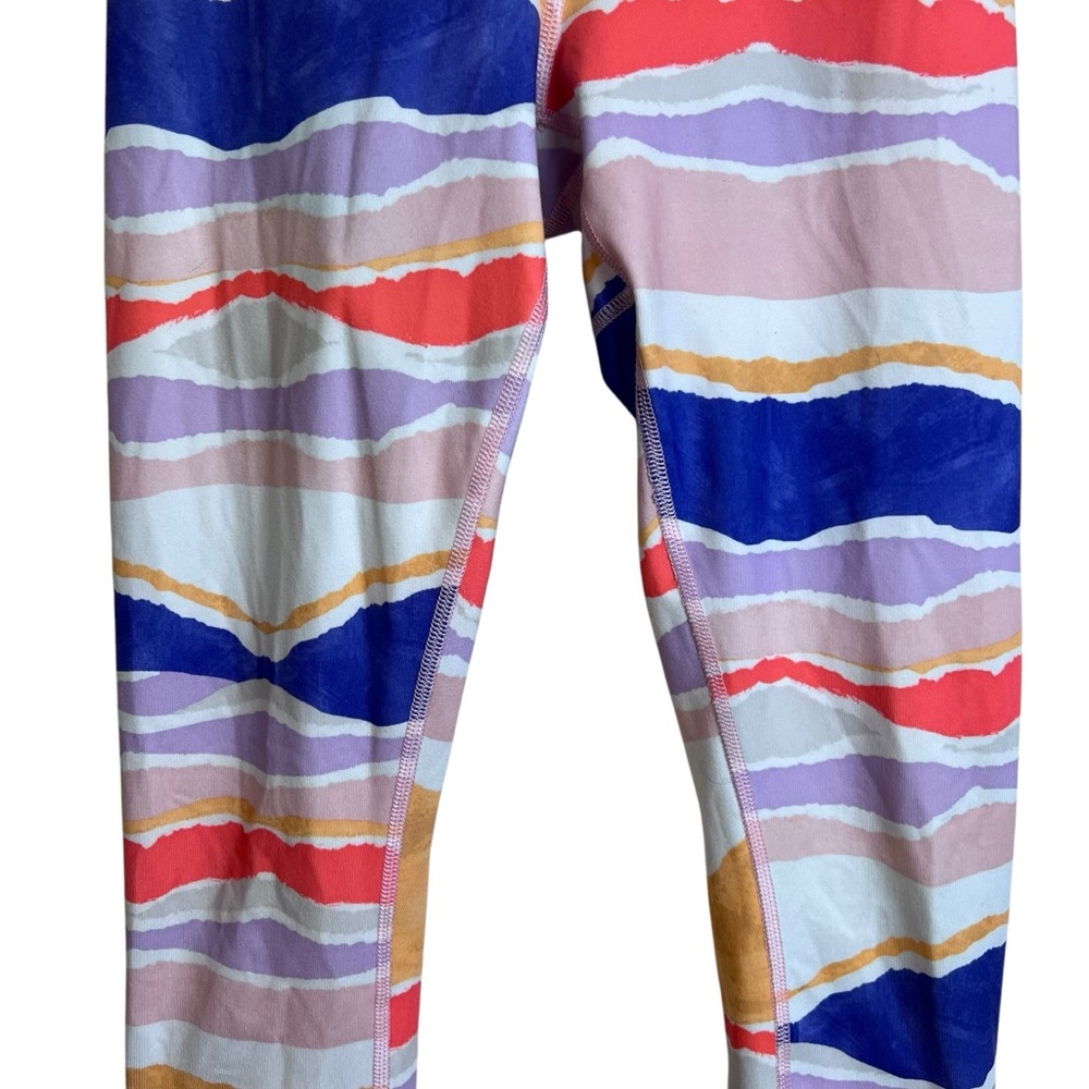 Lululemon True Self Crop Yoga Legging Bleacher Stripe White Iris Flower Size 4 - Picture 6 of 15